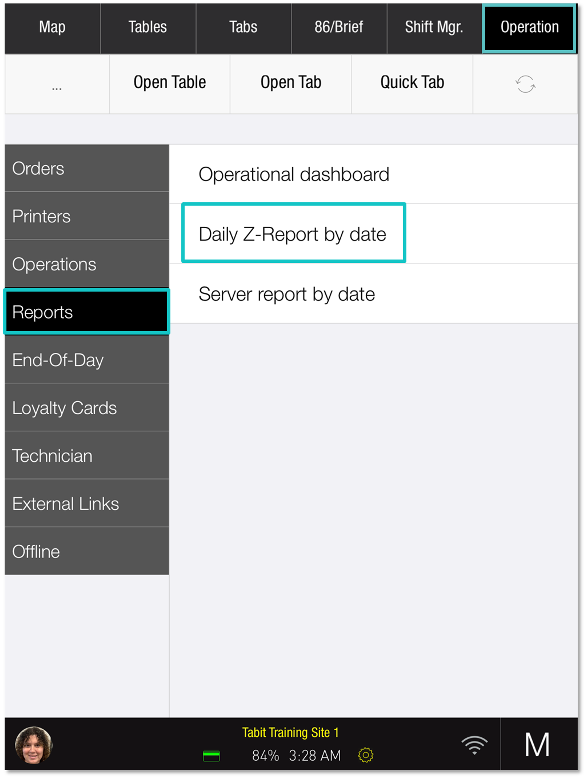 How to Run a Daily ZReport by Date Tabit Help Center